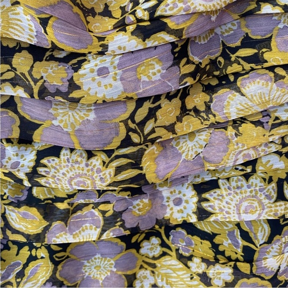 ZARA NWT Black, Yellow and Lilac Ruched One Shoulder dress /metallic shimmer. 💐 - Picture 4 of 7